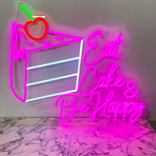 Eat Cake & Be Happy LED Neon